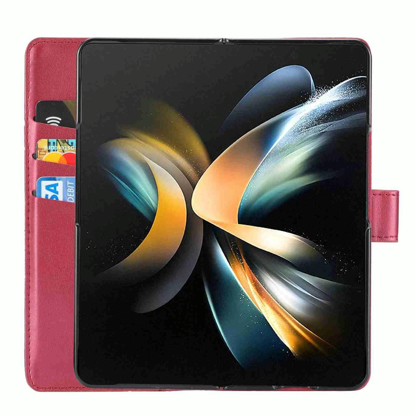 For Samsung Galaxy Z Fold4 5G Embossed Pu Leather Phone Case - Red 11