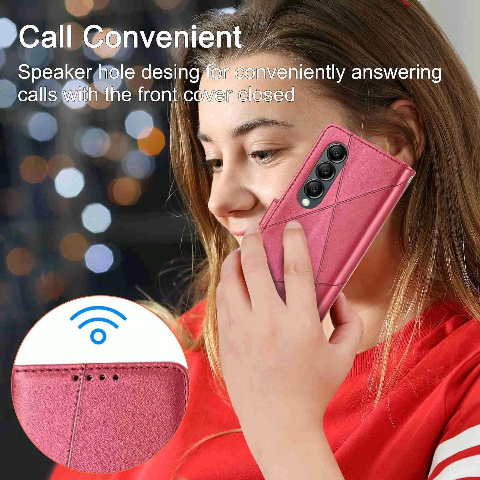 For Samsung Galaxy Z Fold4 5G Embossed Pu Leather Phone Case - Red 13