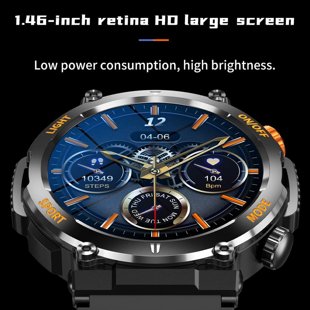 1.46 Inch Round Screen Bluetooth Smart Watch Support Health Monitoring & 100+ Sports Modes - Yellow 7