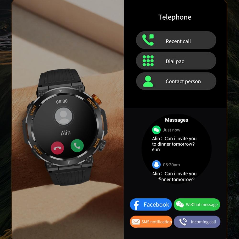 1.46 Inch Round Screen Bluetooth Smart Watch Support Health Monitoring & 100+ Sports Modes - Yellow 11