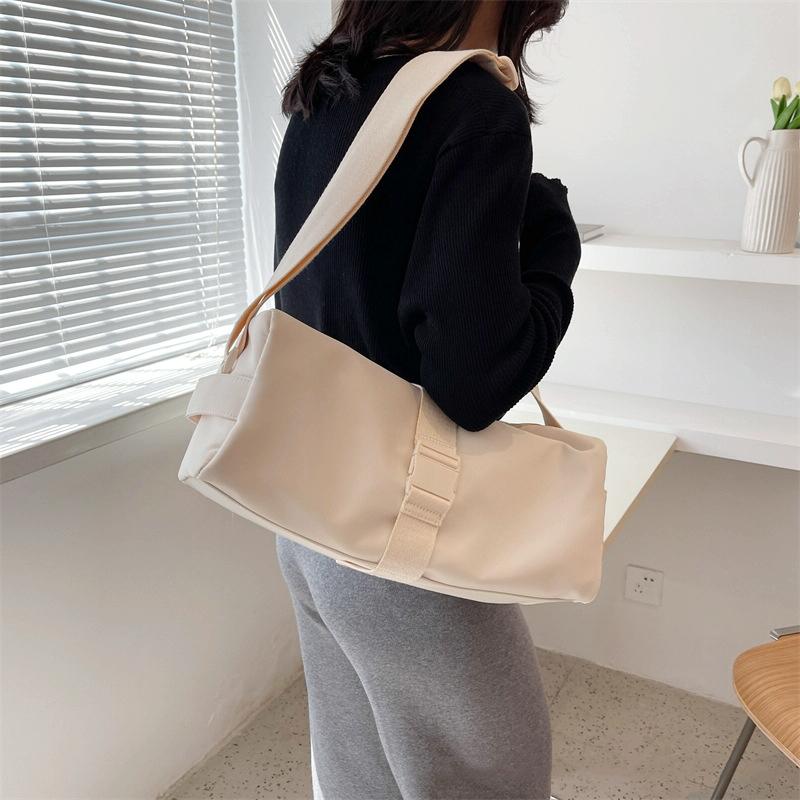 Travel & Fitness Crossbody Bag - Waterproof Nylon - Beige 4