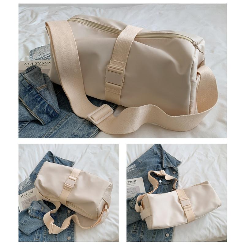 Travel & Fitness Crossbody Bag - Waterproof Nylon - Beige 13