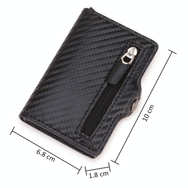 Multi-card Rfid Leather Holder with Metal Accent - Black Carbon Fibers 3