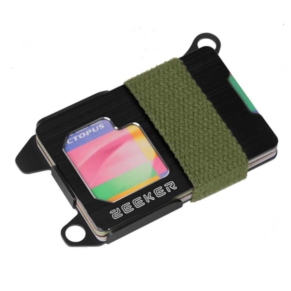 Rfid Metal Card Holder Compact Edc Wallet - Black Cloth Belt 9