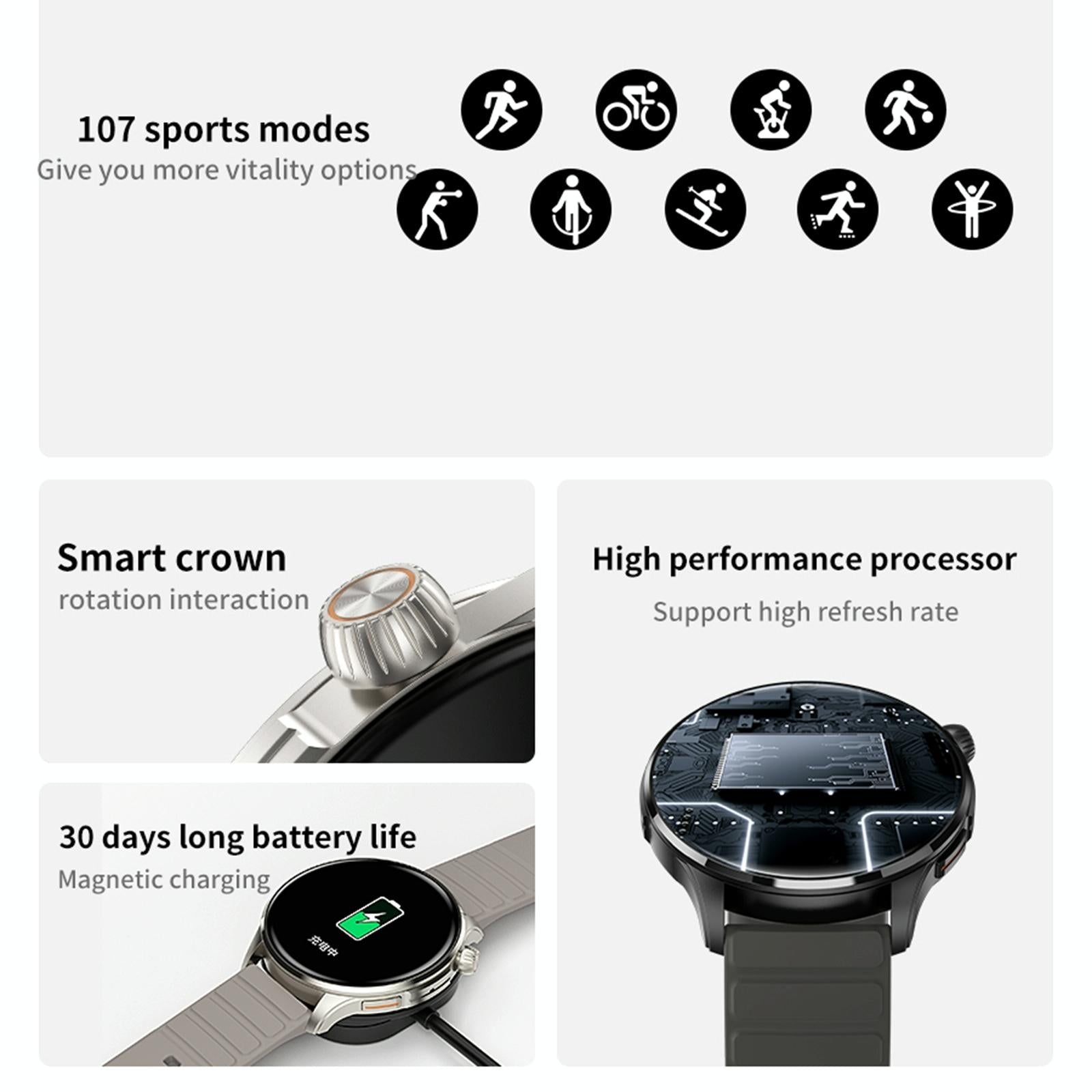1.43 Inch Bt5.1 Smart Sport Watch With Health Monitoring - Grey 9