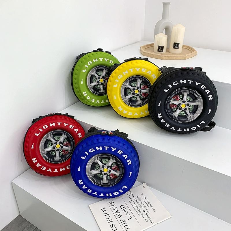 Kindergarten Shoulder Bag - Tire Shaped for Kids - Black 3