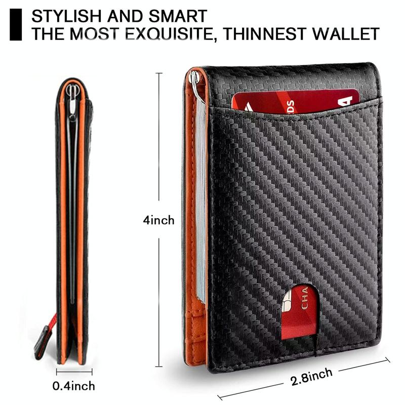 Rfid-protected Leather Wallet - Carbon Fiber Black Inside