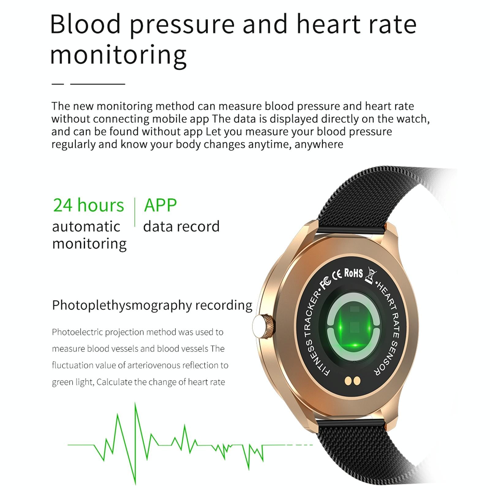 1.28 Inch Ips Colour Screen Ip67 Waterproof Smart Watch Support Blood Pressure Monitoring / Heart Rate Monitoring / Sleep Monitoring - Gold 8