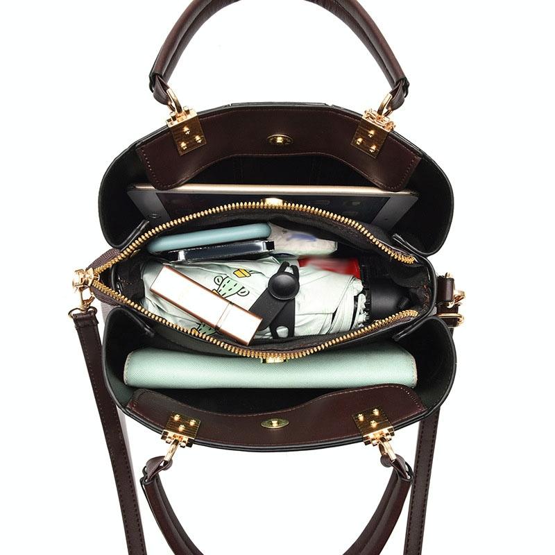 Large Capacity Summer Lady Handbag - Colourblock Shoulder / Crossbody - Pink 7
