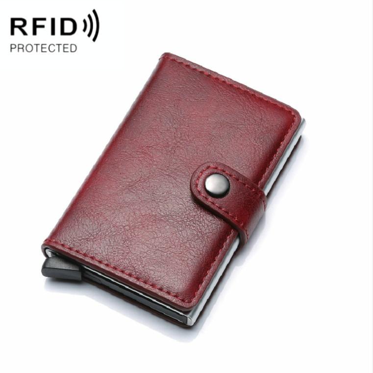 Secure Rfid Blocking Aluminum Card Case - Wine Red