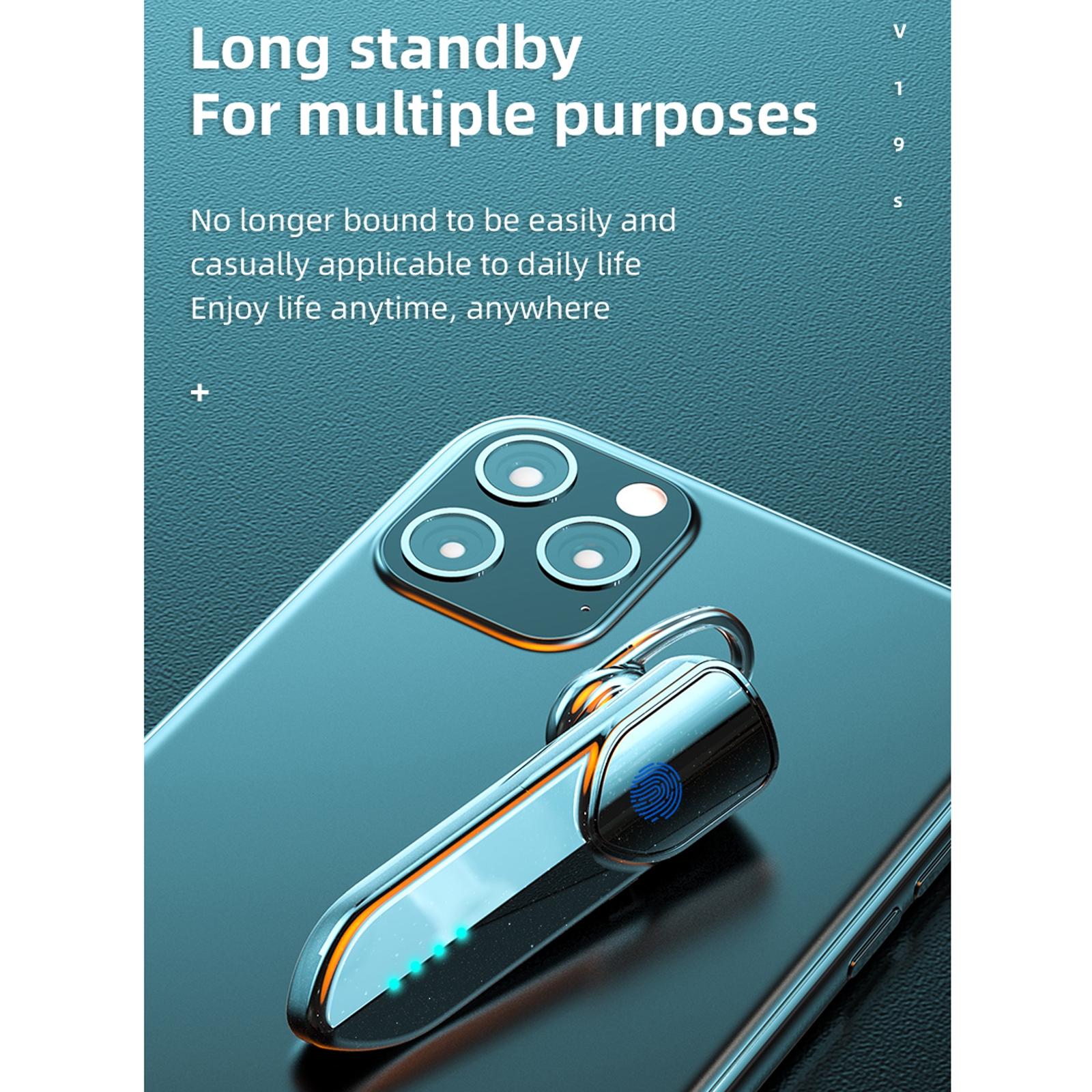 Business Style Bluetooth 5.0 Earphone with Fingerprint Touch - Blue 11