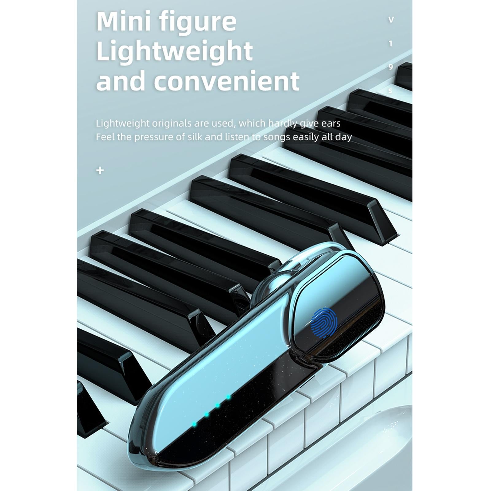 Business Style Bluetooth 5.0 Earphone with Fingerprint Touch - Blue 13