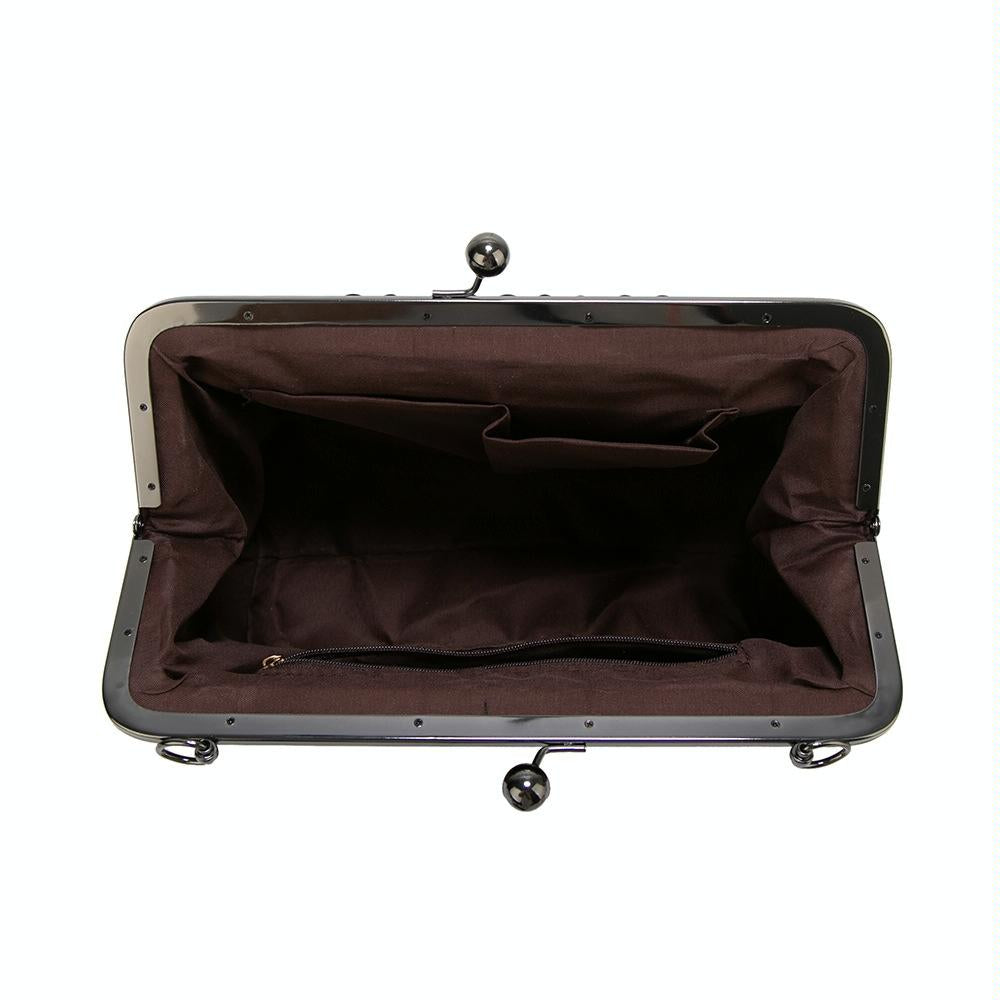 Adjustable Leather Crossbody Bag with Vintage Buckle - Black 6