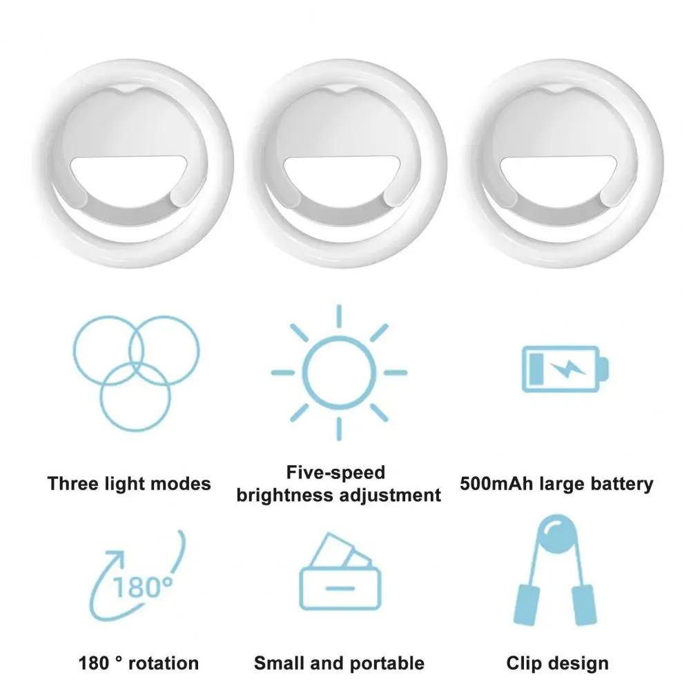 Clip-on Half-ring Fill Light for 10cm Mobile Phones - Black 5