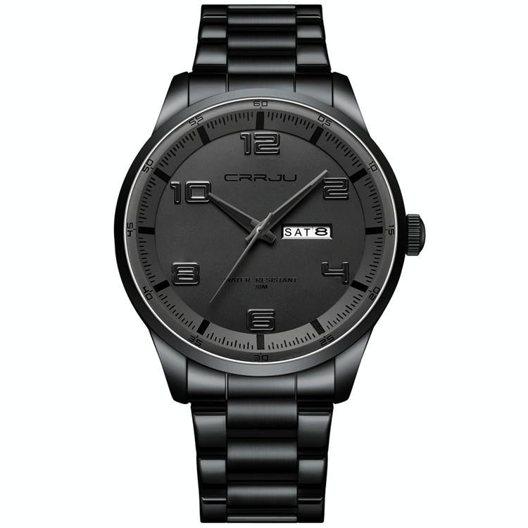 Waterproof Men Business Watch with Calendar and Steel Strap - Golden