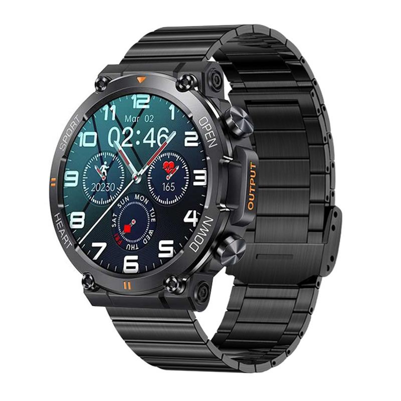 Steel Strap Wristband With Heart Rate And Blood Pressure Monitoring - Black Bamboo Joint