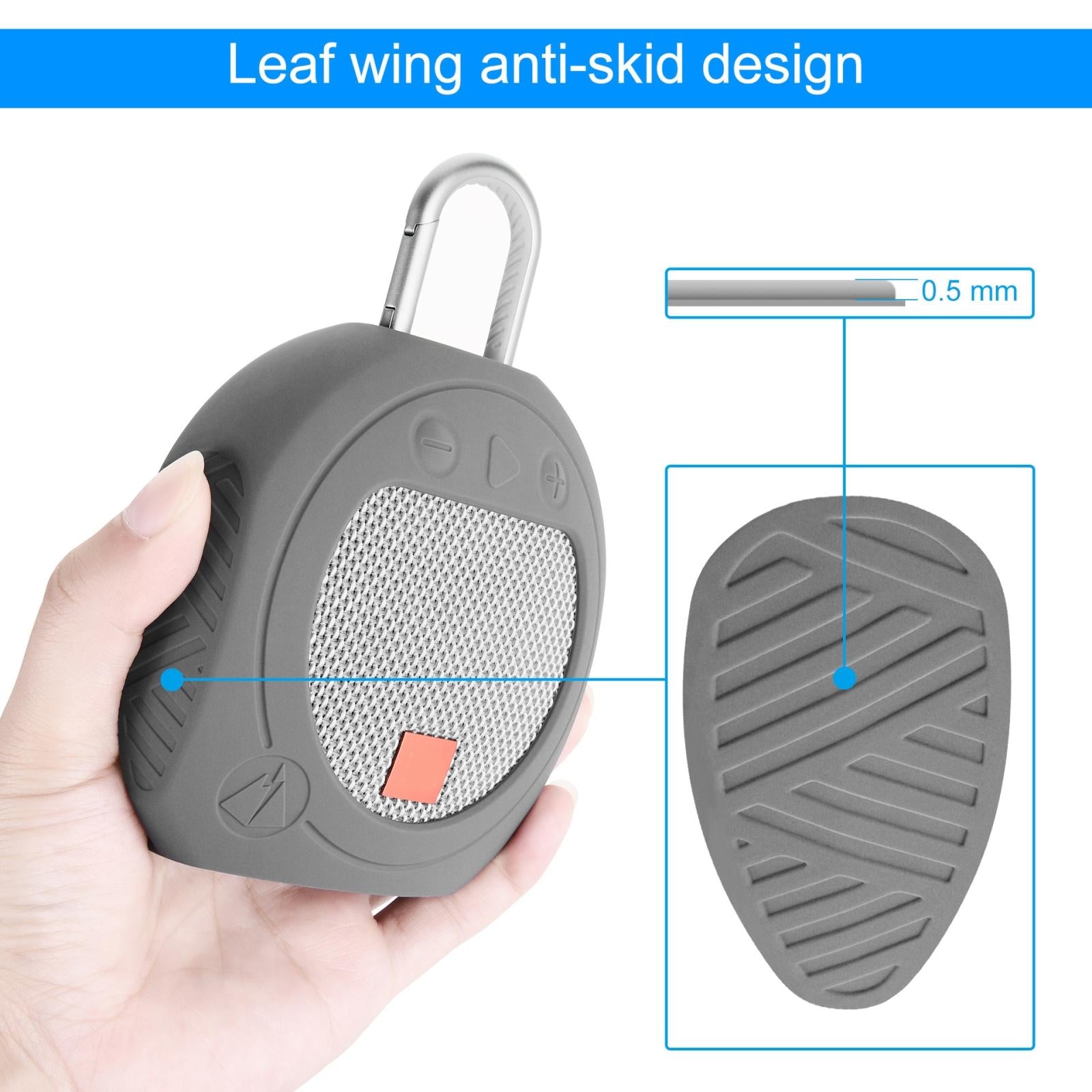 Protective Cover for Jbl Clip 3 Bluetooth Speaker - Anti-fall Silicone Storage - Medium Gray 5