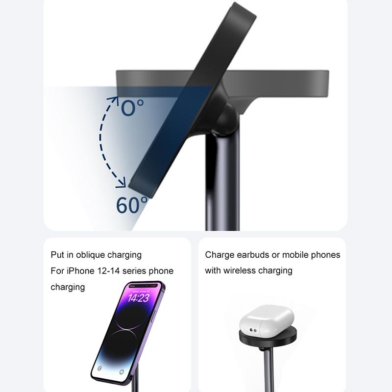 3 In 1 Magnetic Wireless Charger For Iphone & Airpods - Black 6