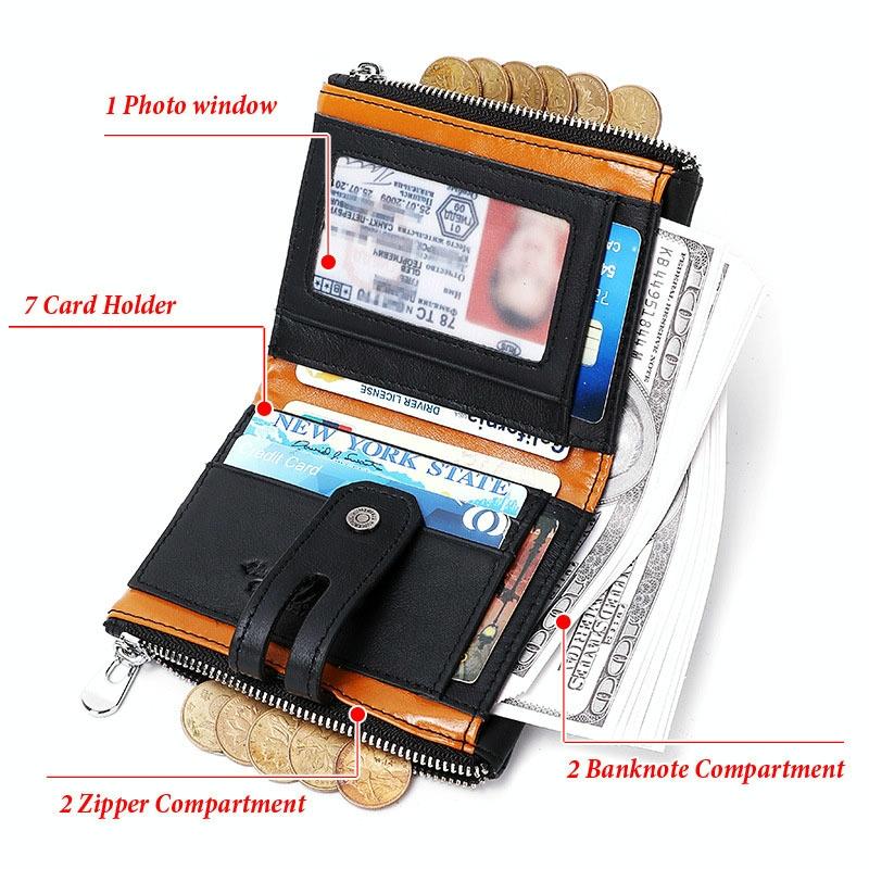 Retro Mens Coin Purse with Rfid Protection - Brown 4