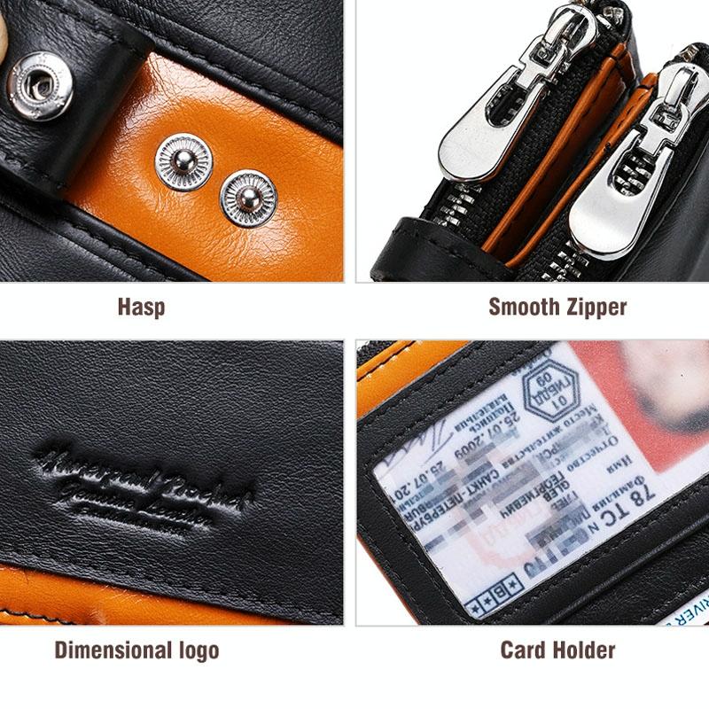 Retro Mens Coin Purse with Rfid Protection - Brown 5