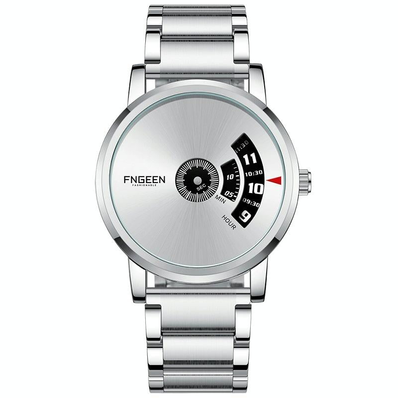 Men Non-pointer Quartz Watch - S230 - White Steel White Surface