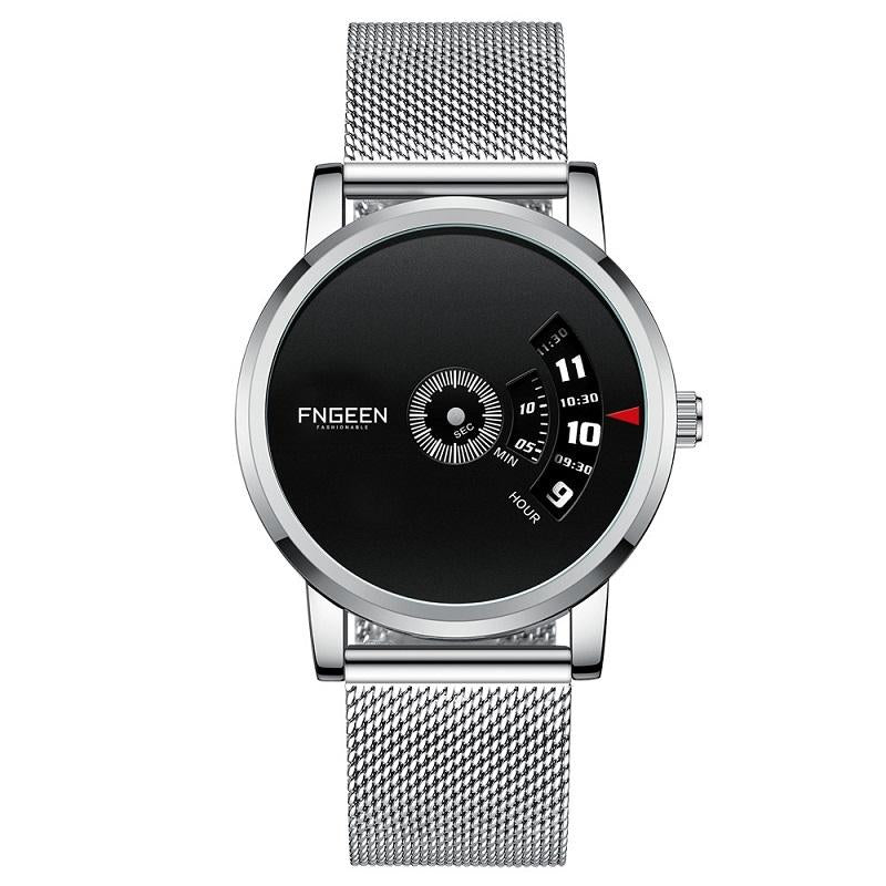 Men Non-pointer Quartz Watch - S230 - White Steel White Surface 10