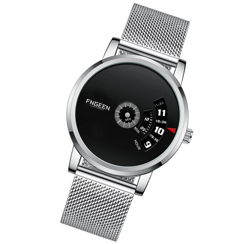 Men Non-pointer Quartz Watch - S230 - White Steel White Surface 11