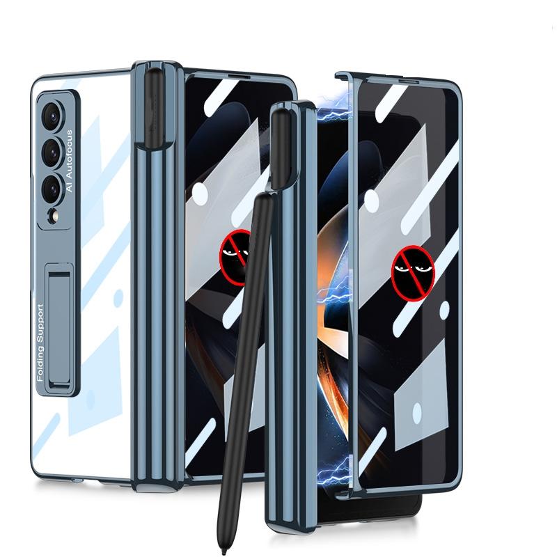 For Samsung Galaxy Z Fold4 5G Foldable Magnetic Privacy Case With Pen Holder - Fits 4Th Generation Ipad - Green