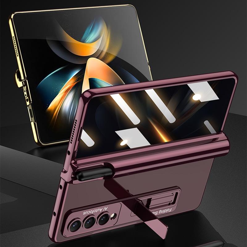 For Samsung Galaxy Z Fold4 5G Foldable Magnetic Privacy Case With Pen Holder - Fits 4Th Generation Ipad - Green