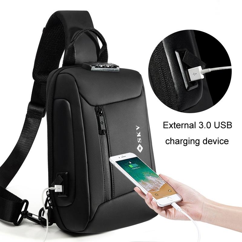 Waterproof Anti Theft Men Crossbody Bag Business Casual Multifunctional - Grey 7