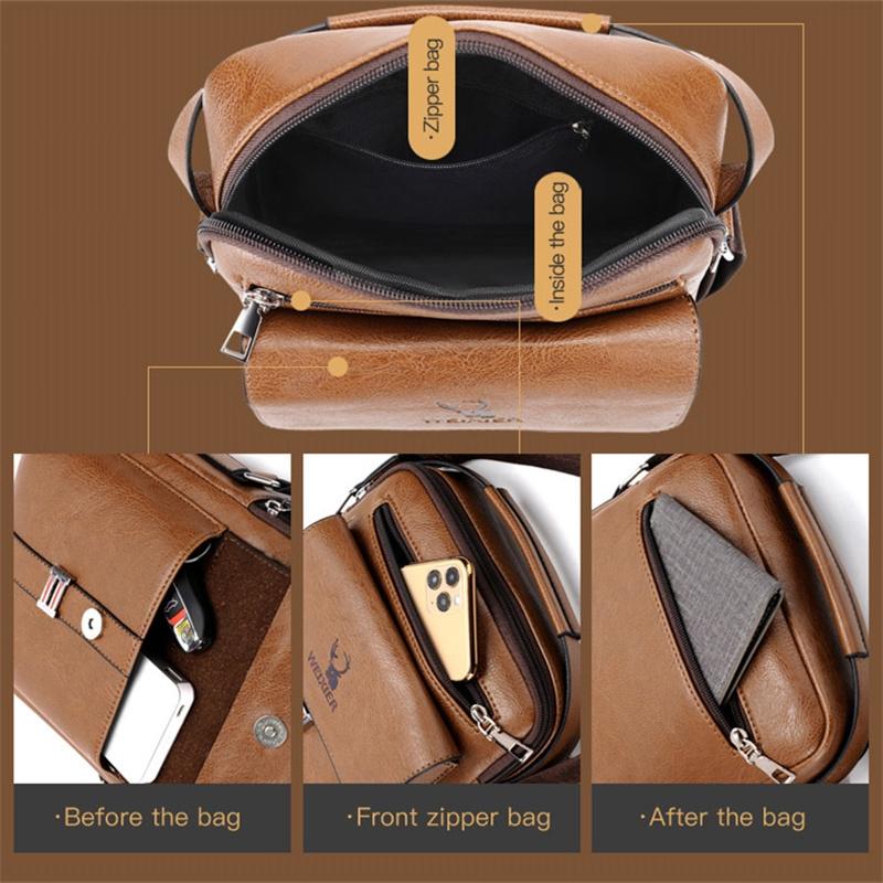 Large Capacity Men Business Backpack - Dark Brown 8