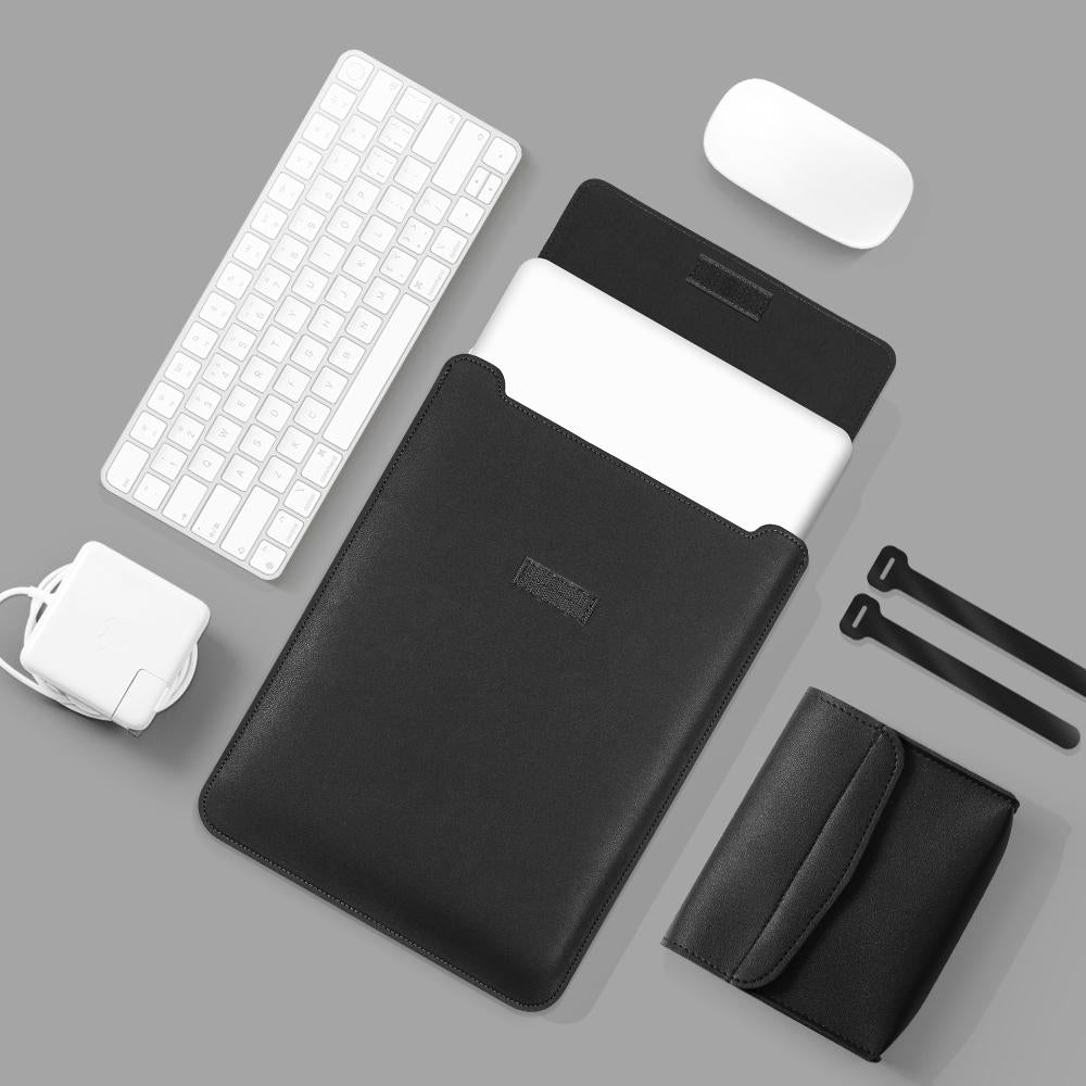 11 / 12 Inch Leather Computer Bag - Lightweight & Portable - 4 in 1 - Grey 12