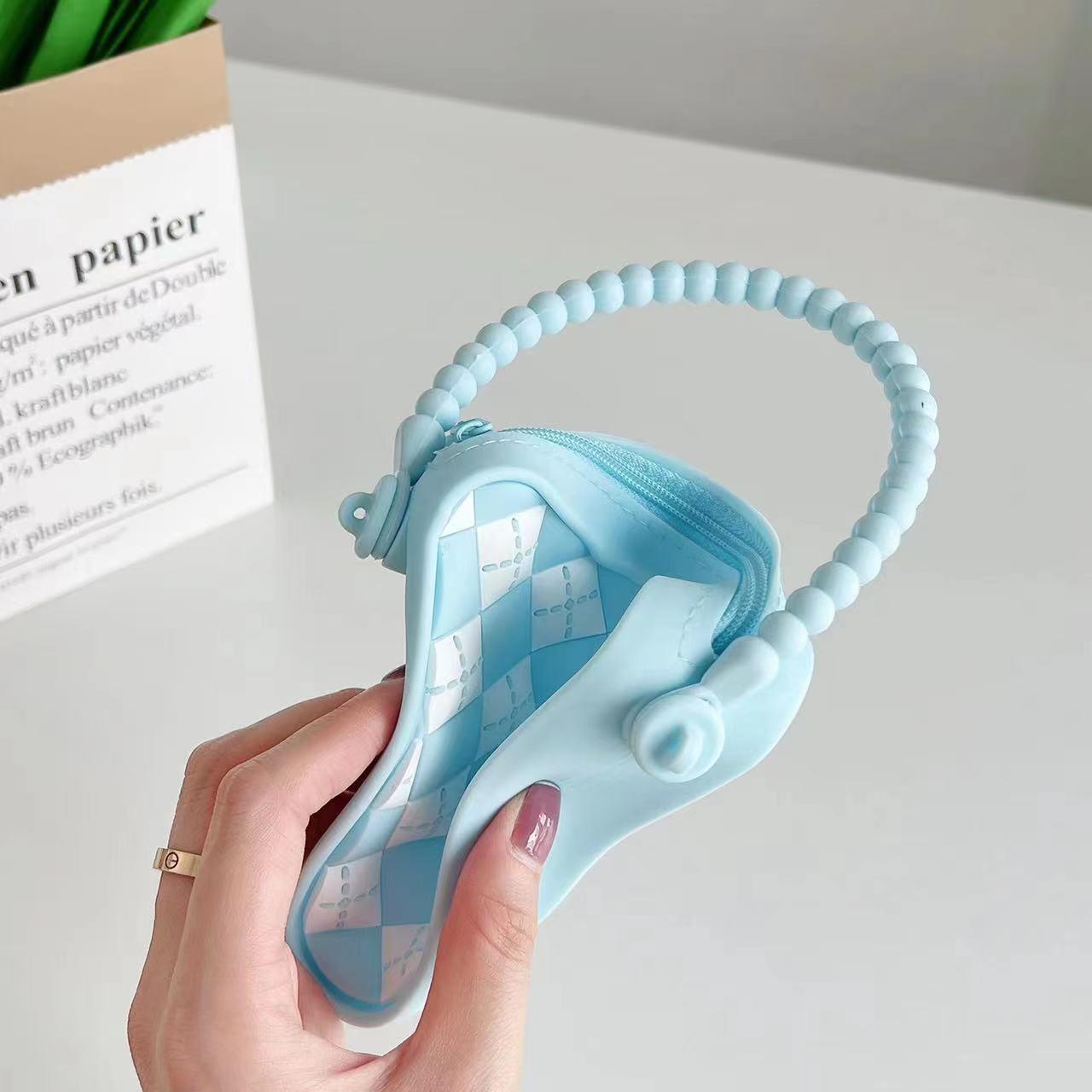 Mini Diamond Shaped Silicone Shoulder Bag - Blue 8