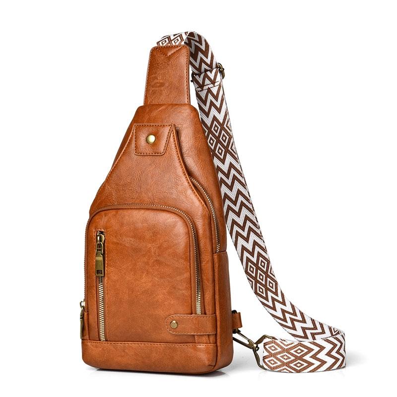 Versatile Single Shoulder Chest Bag For Motorcyclists - Light Brown