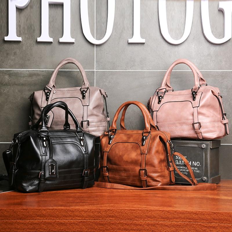 Soft Faced Casual Handbag - Large Diagonal Shoulder Bag - Brown 3