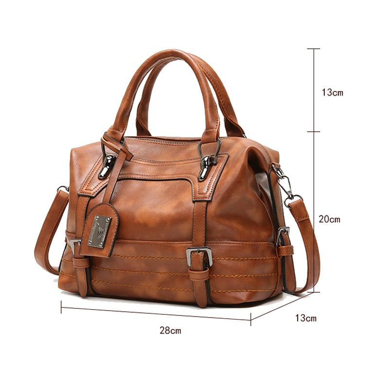 Soft Faced Casual Handbag - Large Diagonal Shoulder Bag - Brown 4