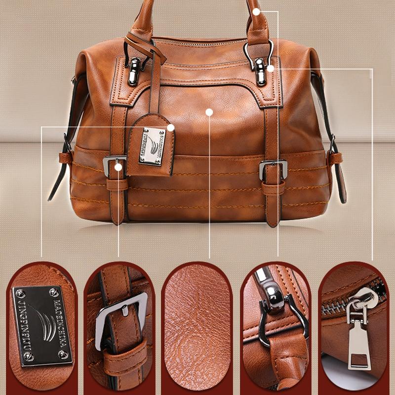 Soft Faced Casual Handbag - Large Diagonal Shoulder Bag - Brown 6