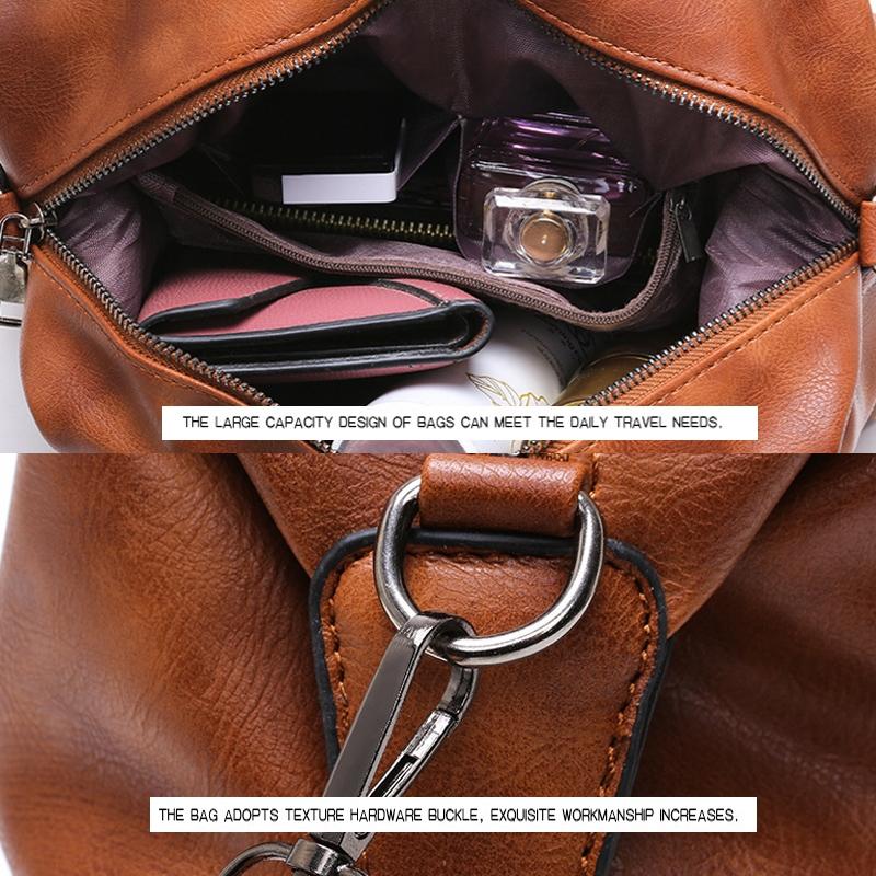 Soft Faced Casual Handbag - Large Diagonal Shoulder Bag - Brown 7