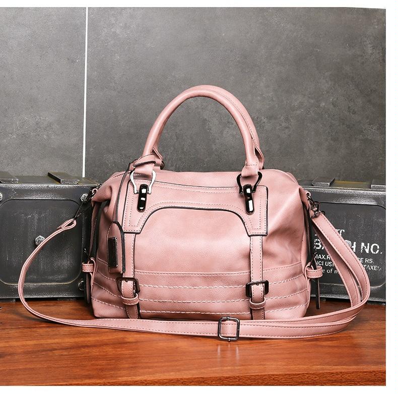 Soft Faced Casual Handbag - Large Diagonal Shoulder Bag - Brown 9