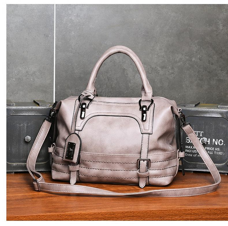 Soft Faced Casual Handbag - Large Diagonal Shoulder Bag - Brown 12