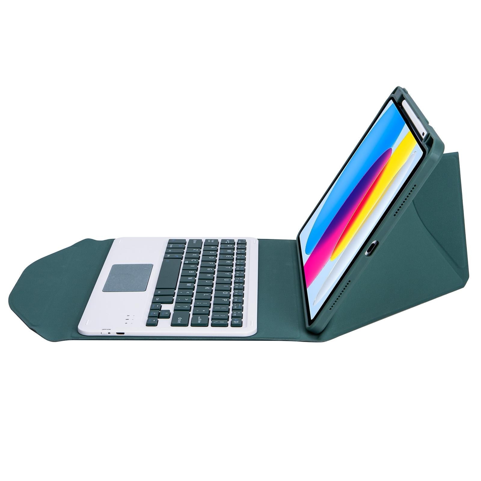 Bluetooth Keyboard Leather Tablet Case With Pen Slot And Touchpad - Green 10