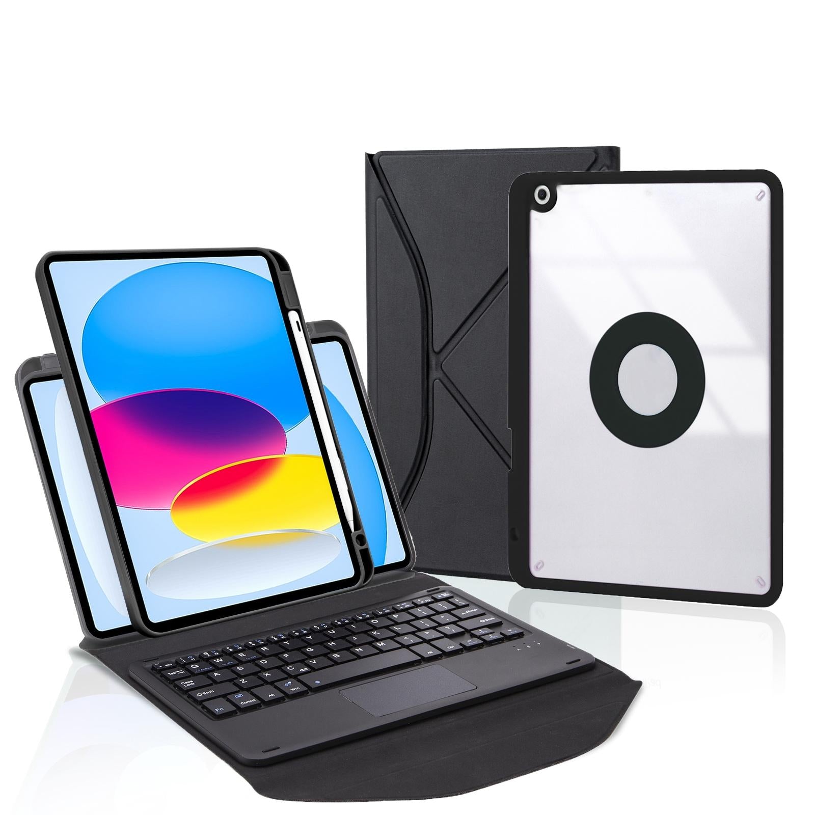 Bluetooth Keyboard Leather Tablet Case With Pen Slot And Touchpad - Green 12