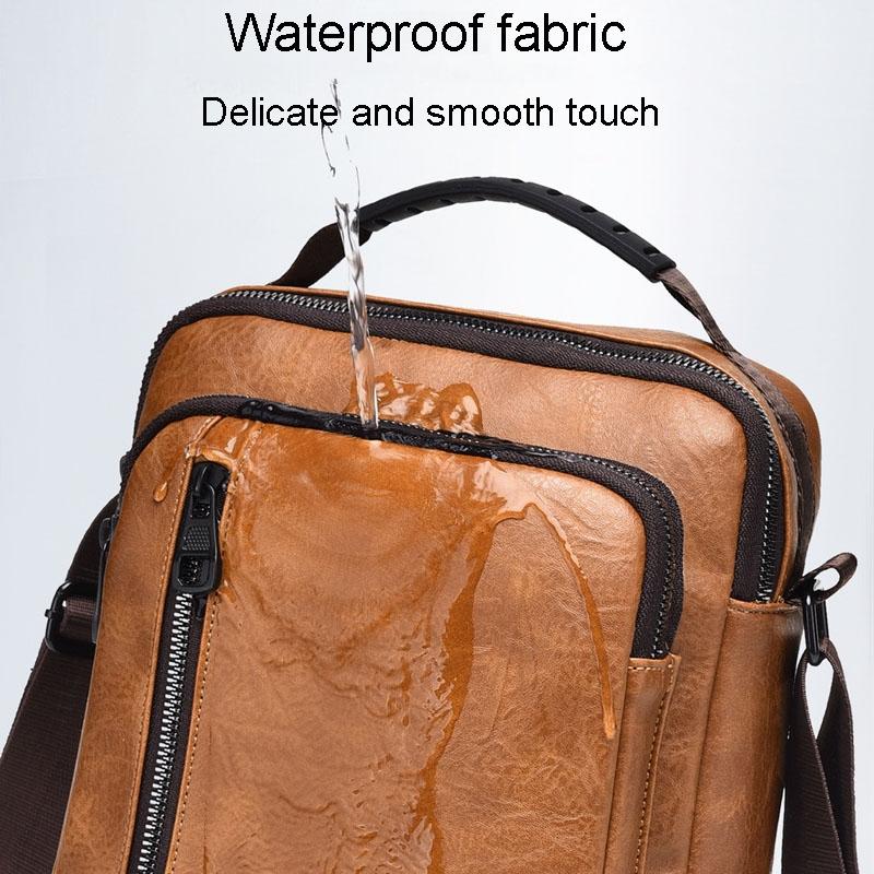 Waterproof Business Crossbody Bag Large Capacity - Light Brown 7