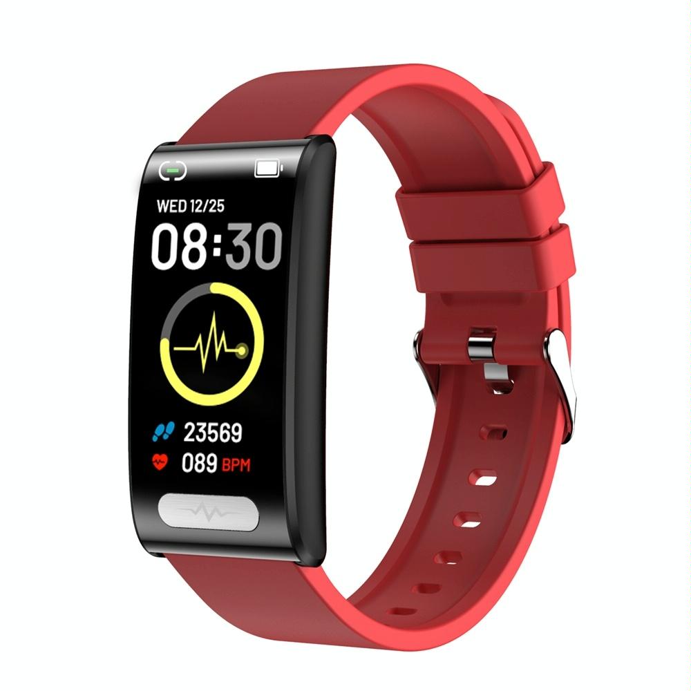 Smart Watch With Heart / Bp / Oxygen / Sugar Monitoring Silicone Strap Colour Screen - Red 11