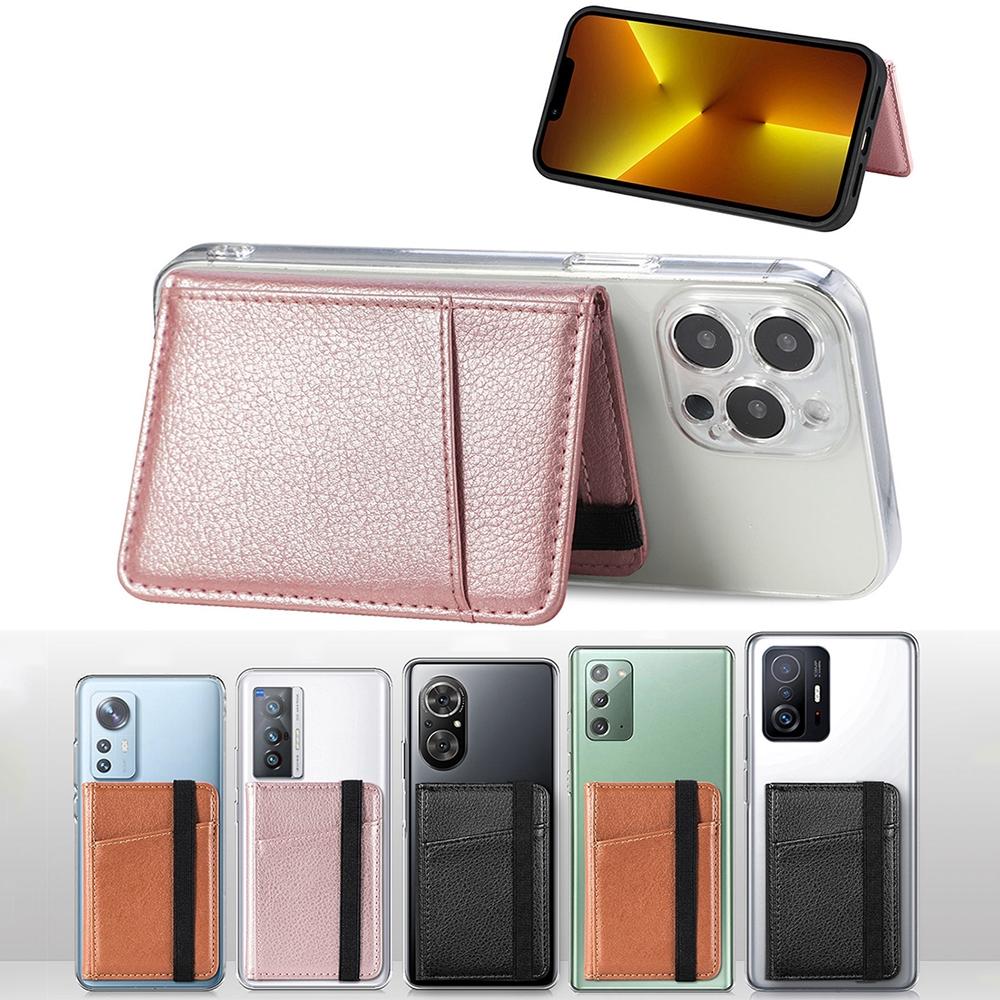 Pu Leather Phone Card Holder With Bracket Multifunctional - Rose Gold 6