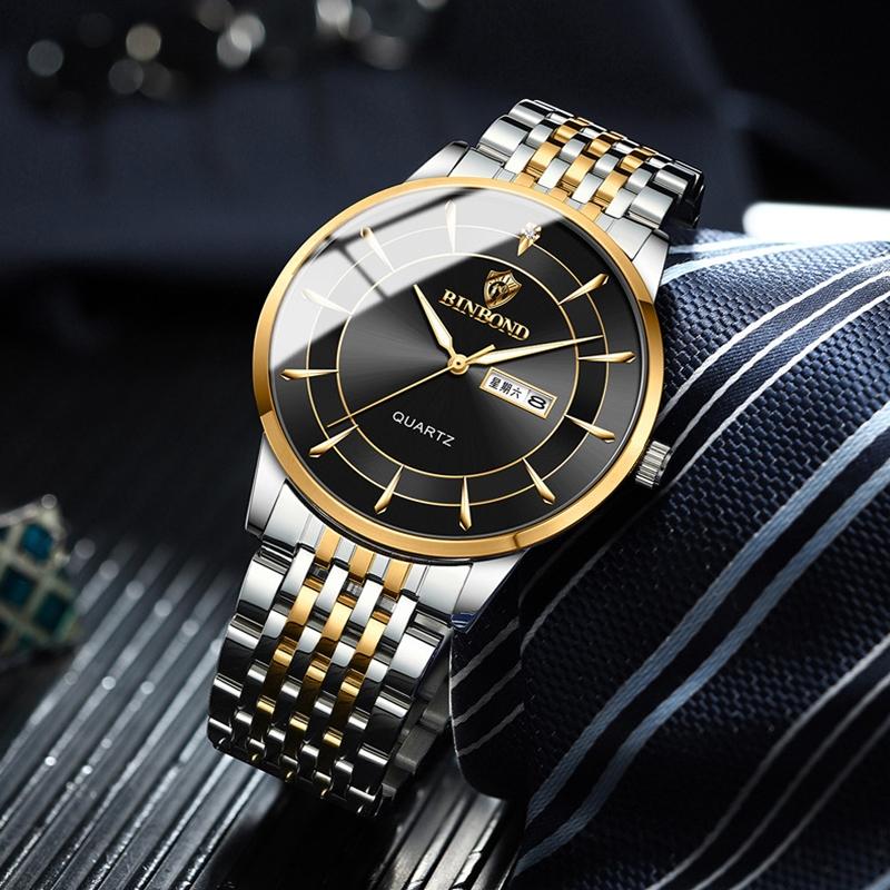 Waterproof Quartz Men Watch with Luminous Butterfly Buckle and Steel Belt - 30m - White Steel-White 7