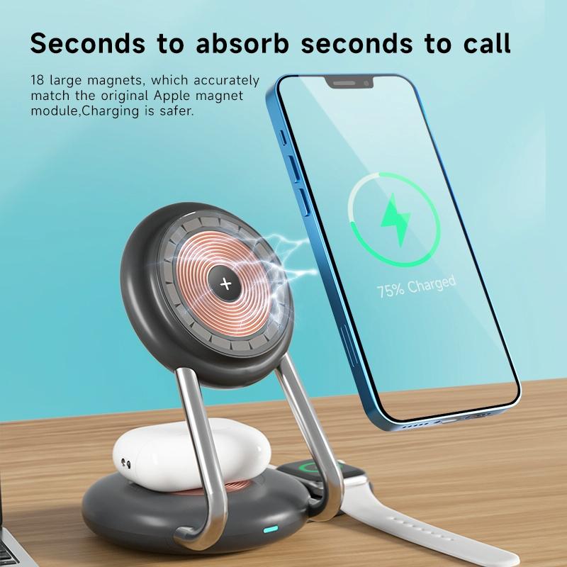 15W 3 In 1 Transparent Magnetic Wireless Charger - Orange 9