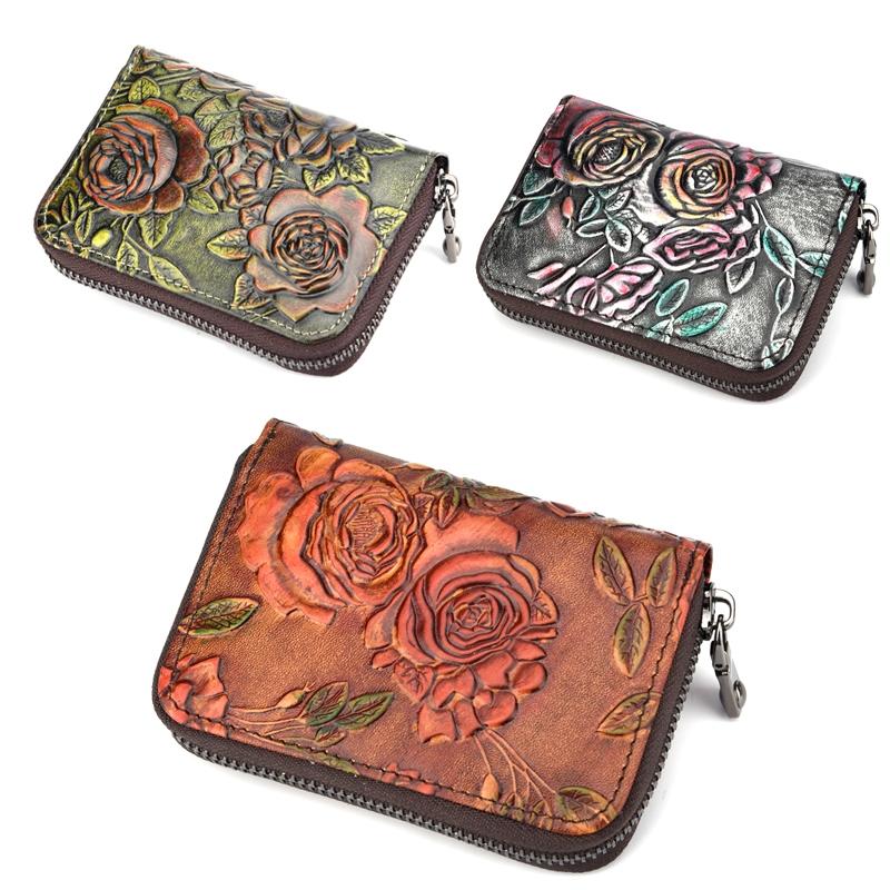 Hand Painted Leather Card Holder Silver 3