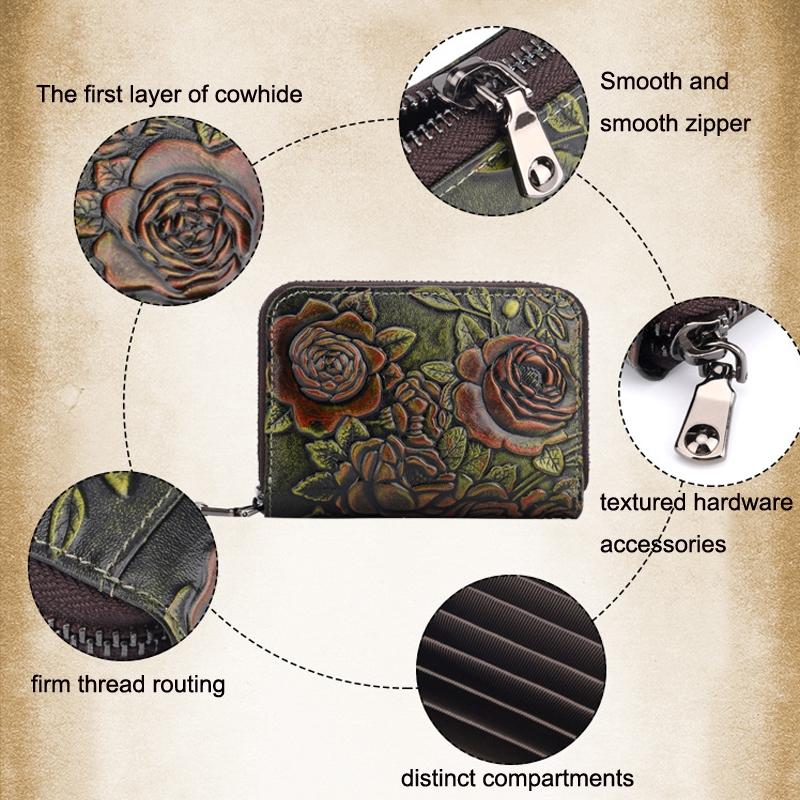 Hand Painted Leather Card Holder Silver 7