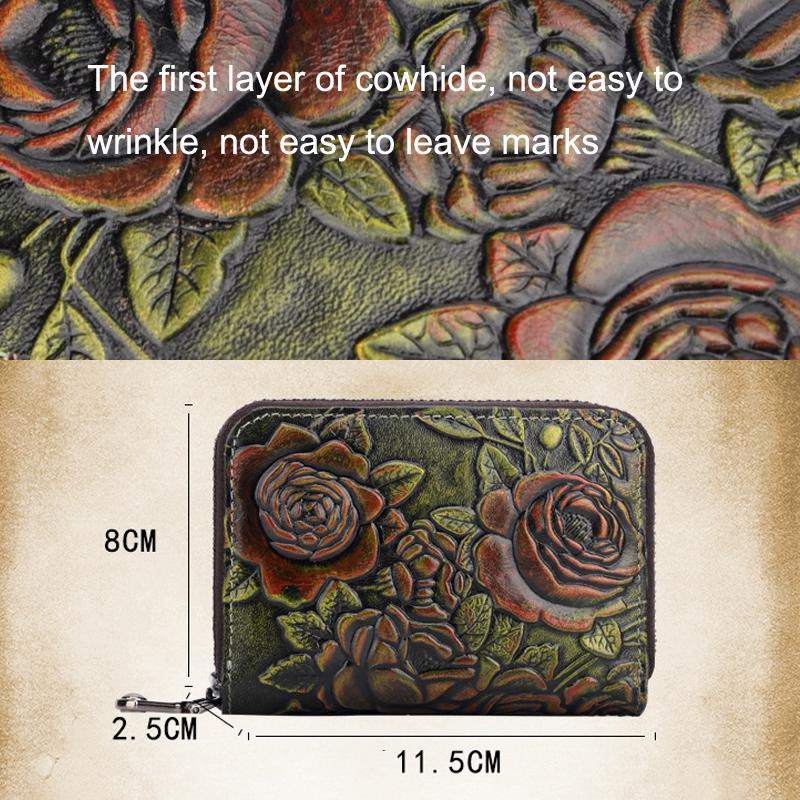 Hand Painted Leather Card Holder Silver 8